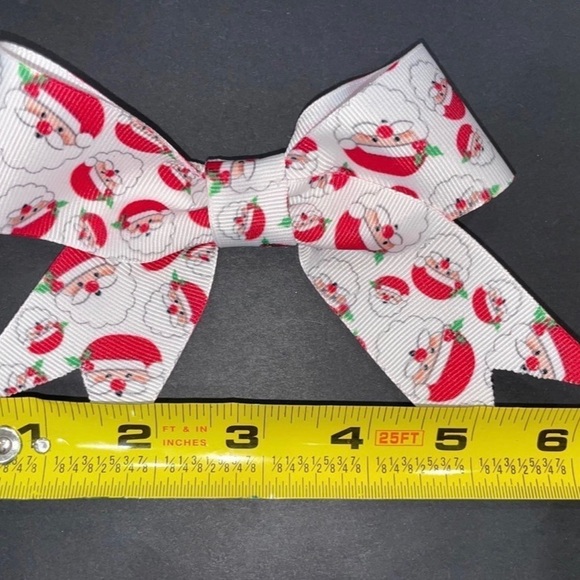 FLASH SALE Christmas Hair Bows - Santa Hair Bows - Hair Clips - Girls Hair Bows - Picture 7 of 7